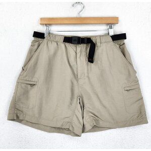 The North Face Shorts Womens Large Beige Tan Mid Rise Belted Cargo Casual Hiking